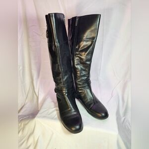 Bandolino Black Leather Knee-High Almond Toe Boots Sz 8M